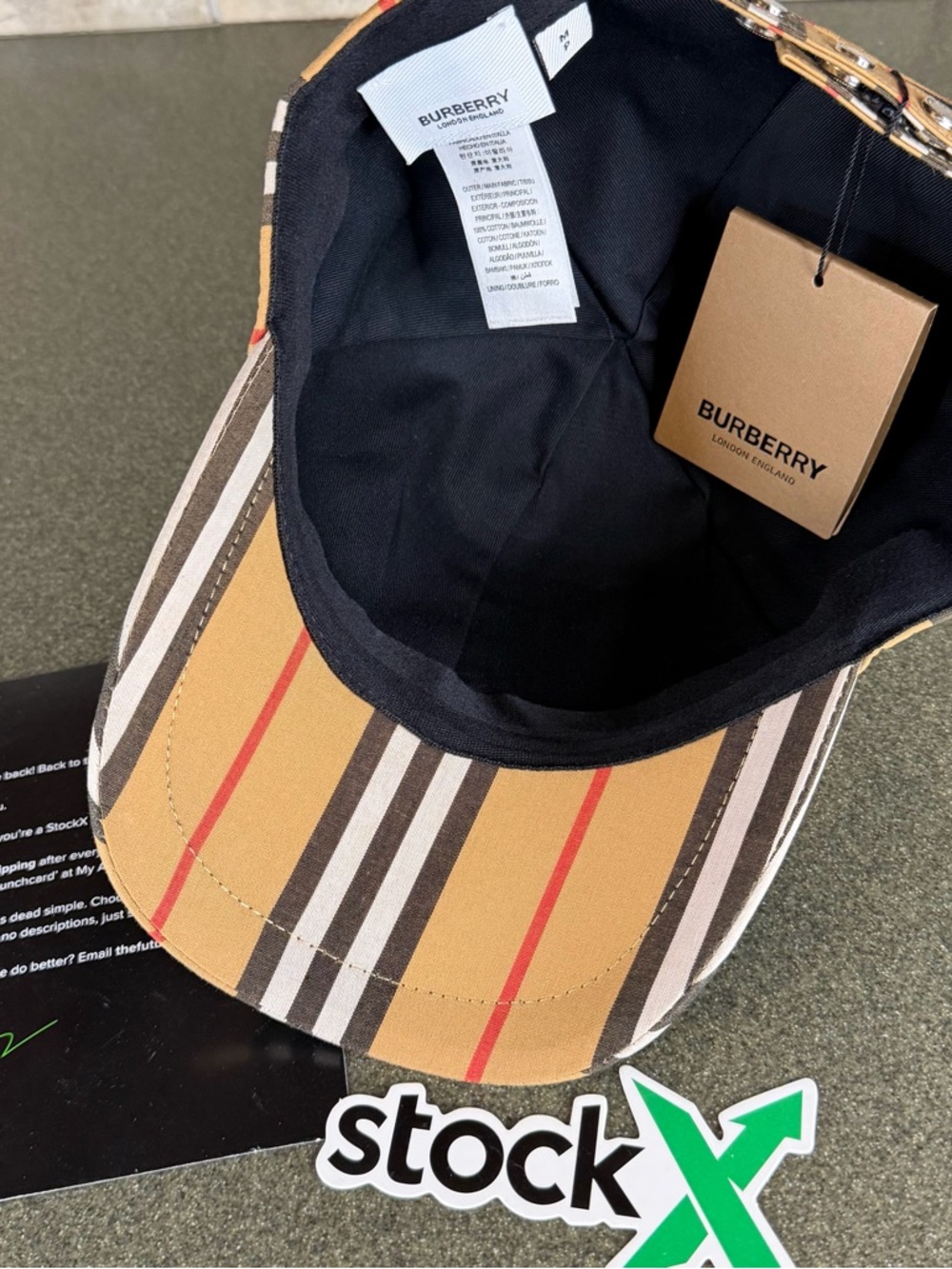 Burberry Tan Stripe TB Monogram Baseball Cap - Picture 6 of 6